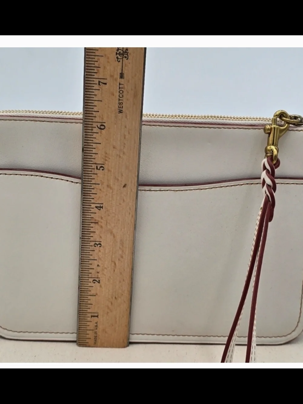 Coach 1941 White And Burgandy Leather Wristlet Or Crossbody - Picture 12 of 14